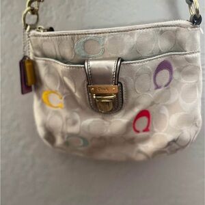 Coach Signature Canvas Shoulder Bag with Colorful Accents